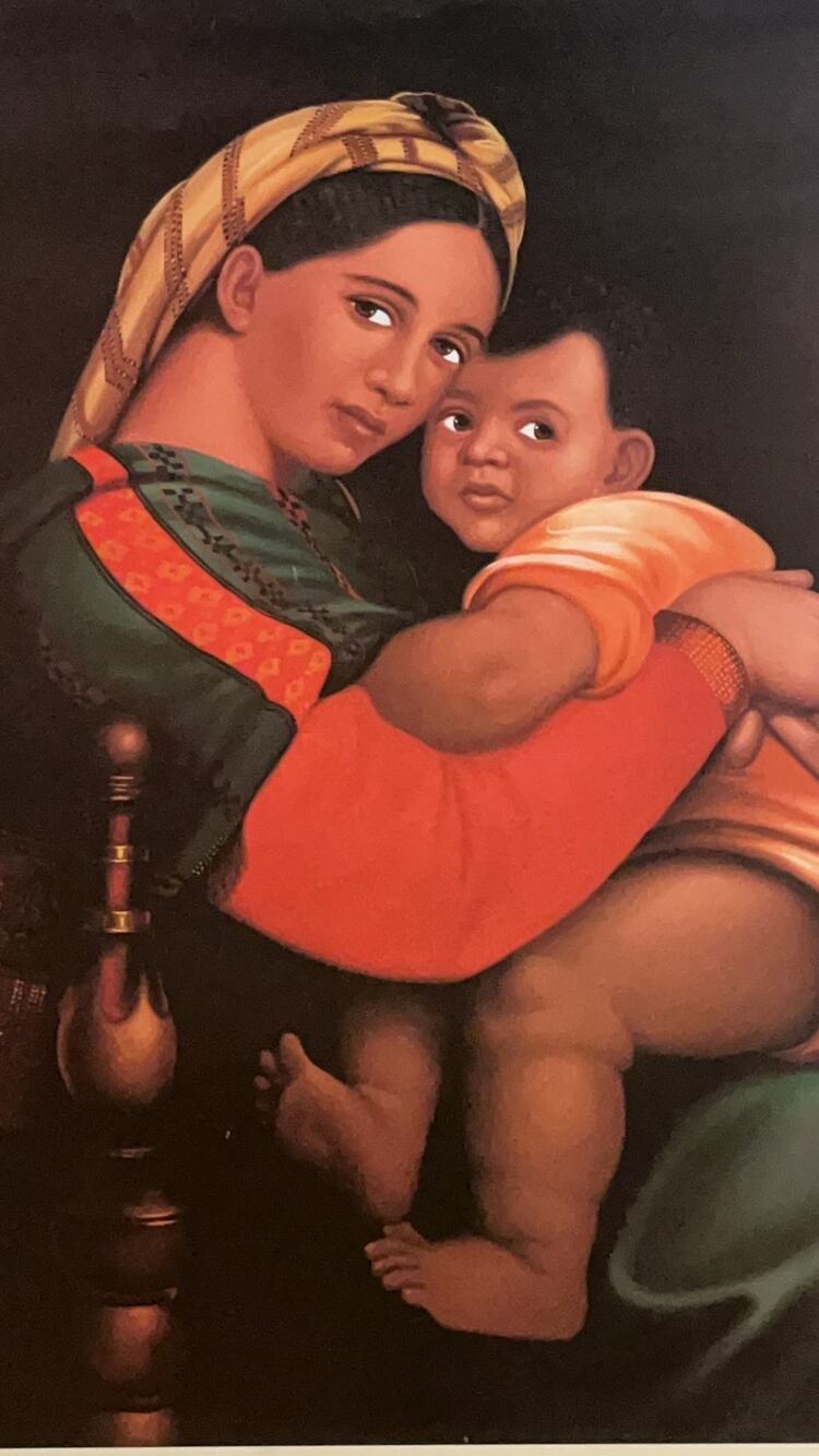 Madonna della Sedia (African Version) Vintage Print, Art by T. Miller